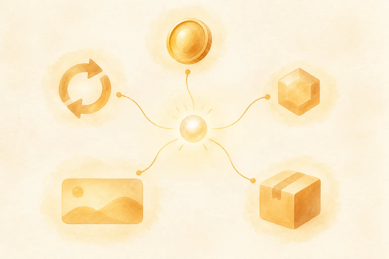 Illustration of one app value promise branching into one-time access, recurring access, consumable units, advertising, and physical commerce