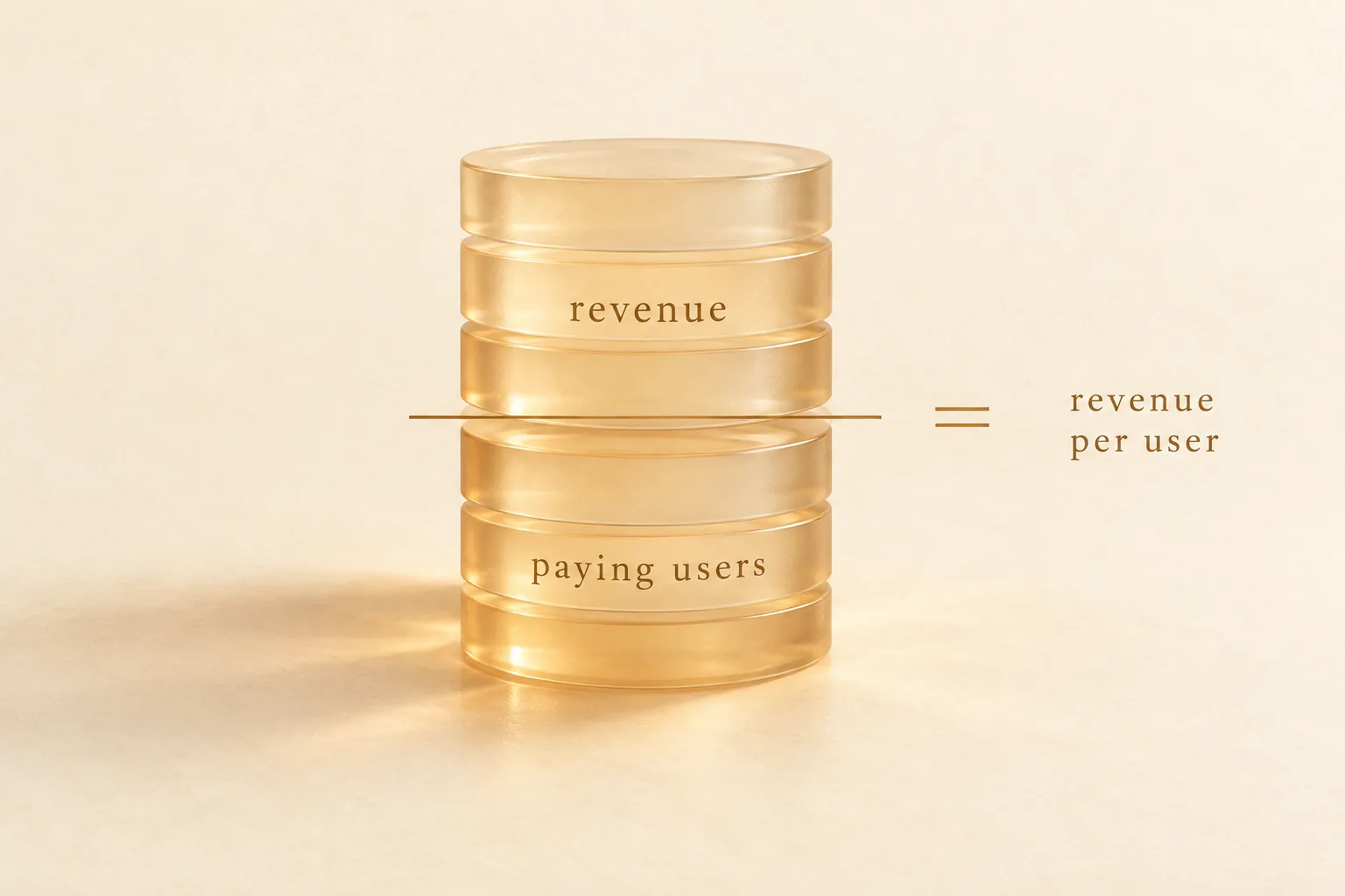 Illustration of ARPPU as revenue divided by paying users