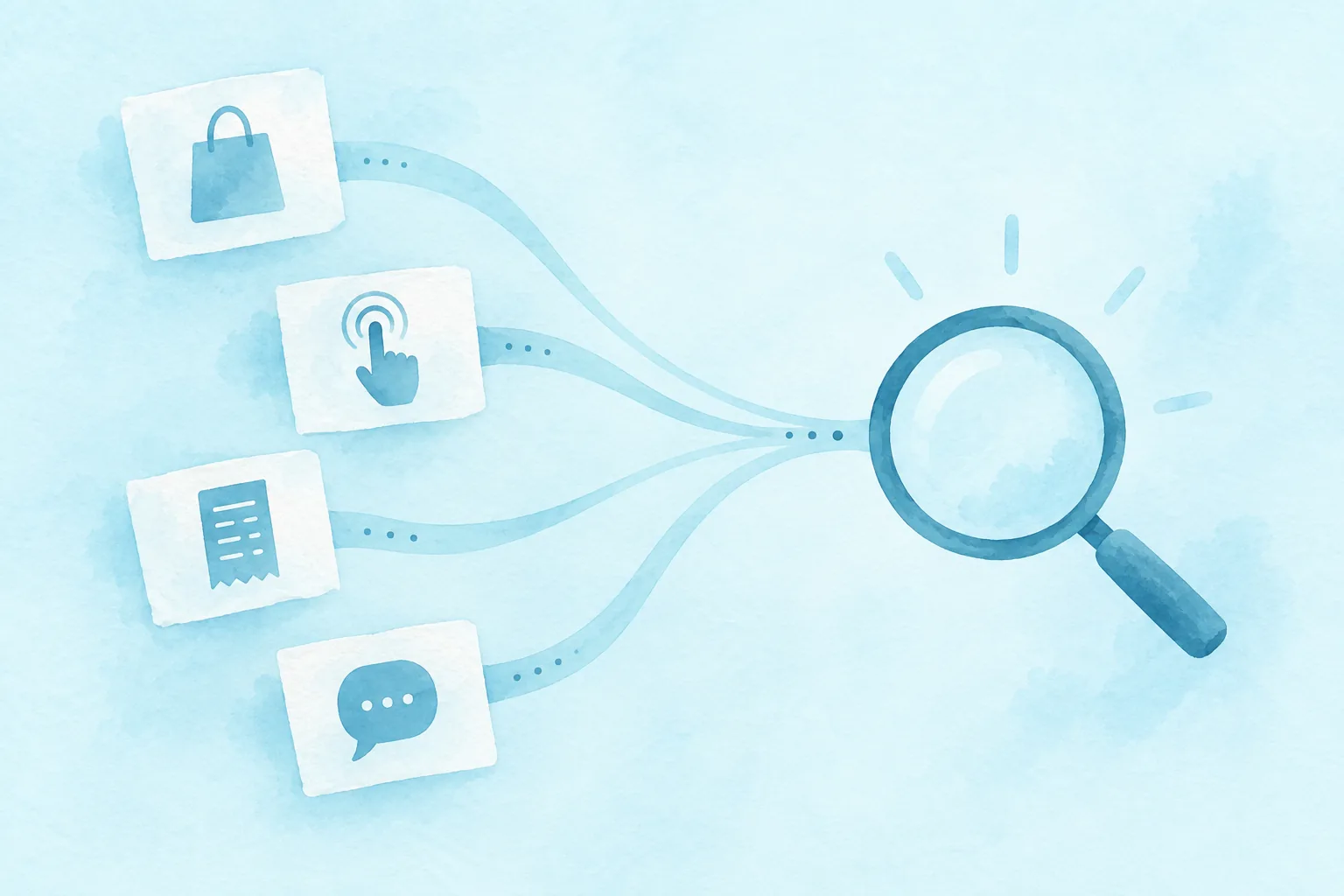 Illustration of store, product, subscription, and support signals joining into one app investigation